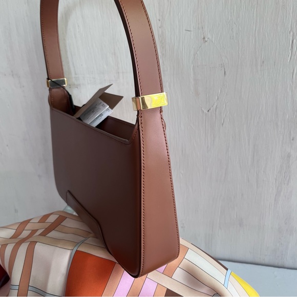 🔴SOLD🔴 BURBERRY Classic Bundle- TB Monogram Bag Tan & Check Pink Scarf - Picture 7 of 16